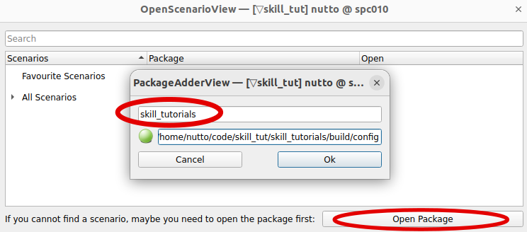 Open the package: Click on 'Open Package', enter the package name and press 'ok'