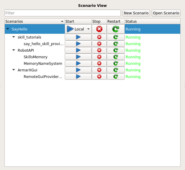 Starting the Scenario: Click the blue play button of the scenario