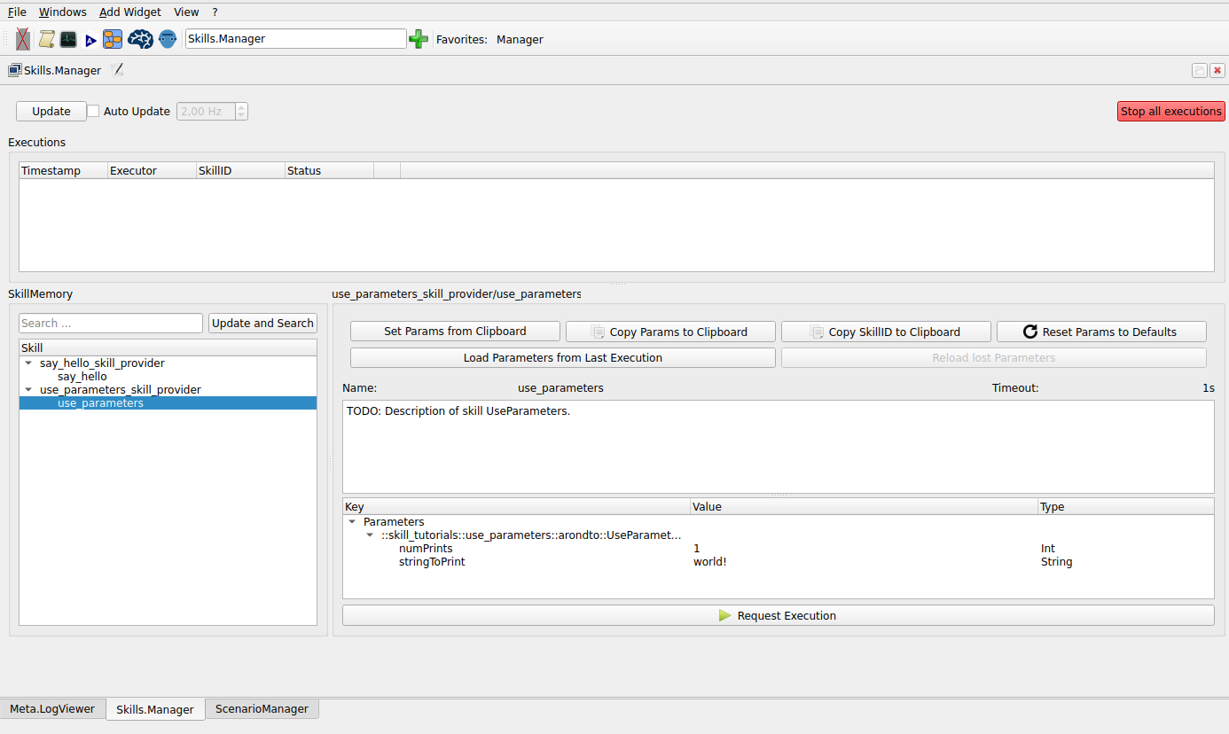 Changing the parameters: To change a parameter, double click on its value.