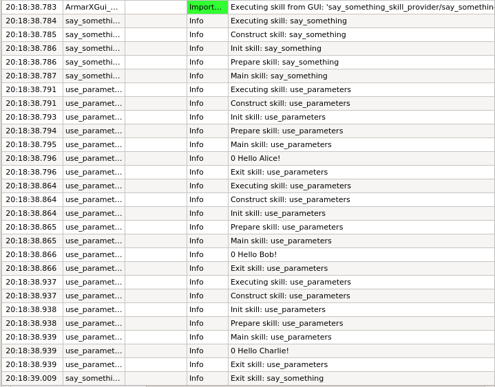 LogViewer Output: When executing your skill, the output can be observed in the LogViewer